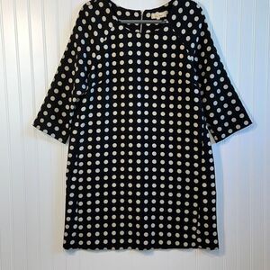 Lili Rose Black Polkadot Shift Dress 3/4 Sleeve Size 8